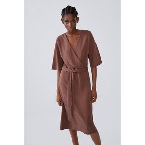 Zara Faux Wrap Front Midi Dress
